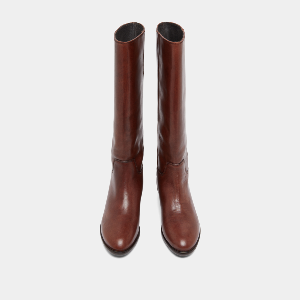 Flat boots in cognac patinated leather | 1137