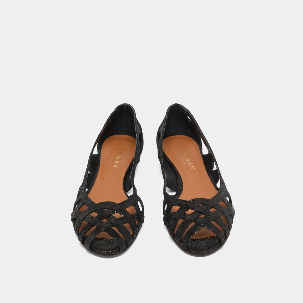 Cut-out ballet flats with laminated black upper | DERAY