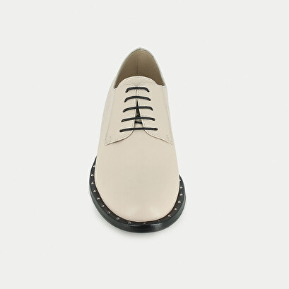 Beige leather derbies with studded sole | diantho