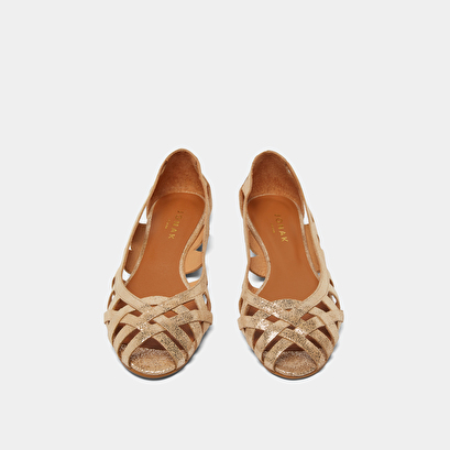 Cut-out ballet flats with laminated platinium upper | deray