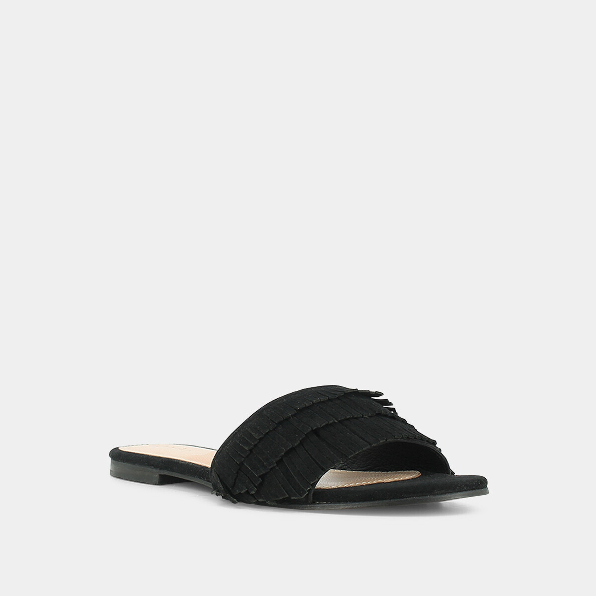 Black suede mules with fringe | WENDY