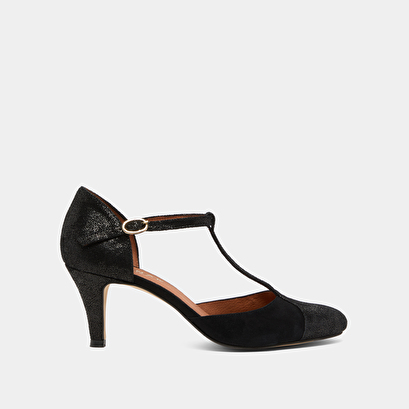 T-bar shoes in black velvet | 10714