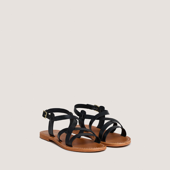 Sandals in black leather | WISCHIA