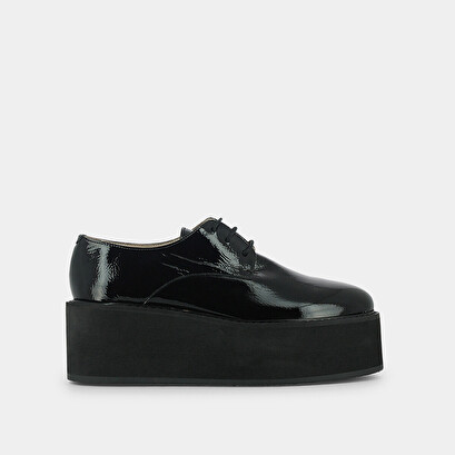 Shiny platform derbies in black leather | alilou