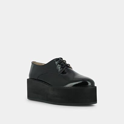 Shiny platform derbies in black leather | alilou