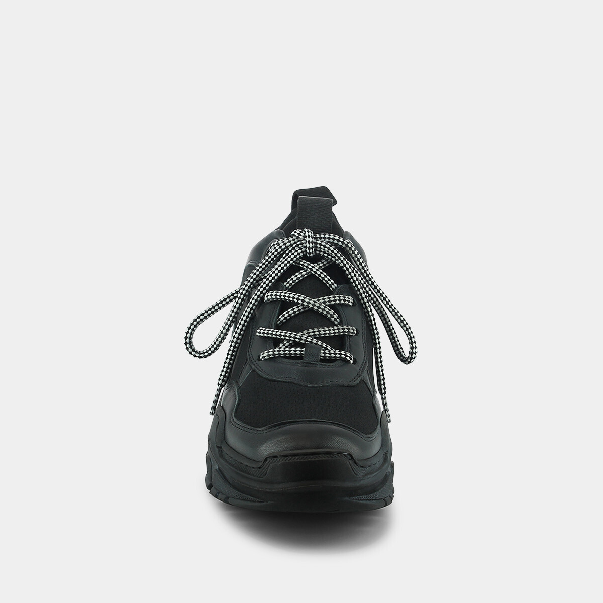Sneaker-style dad shoes with chunky sole in black leather and textile | GASBY