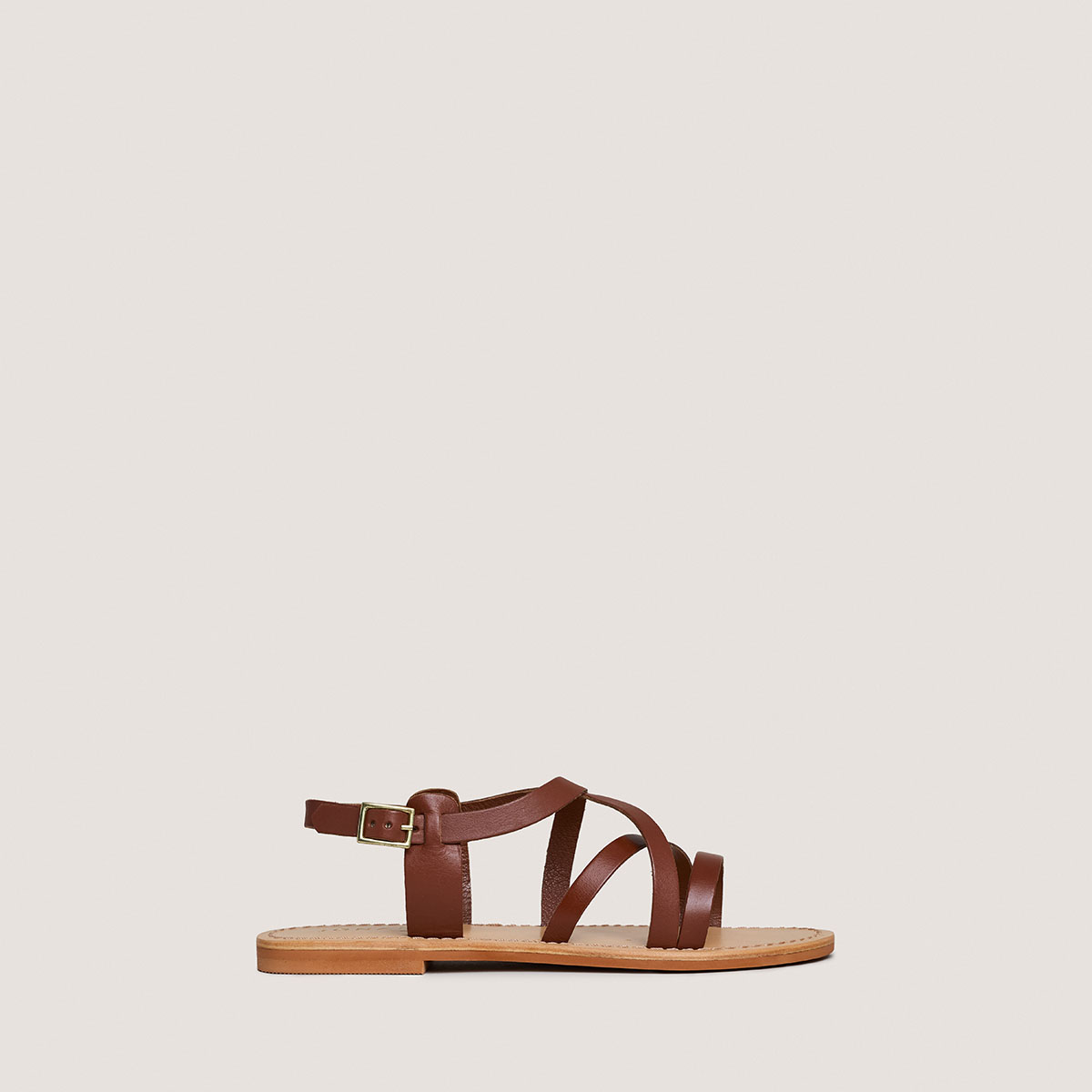 Cognac-coloured sandals in leather | WISCHIA