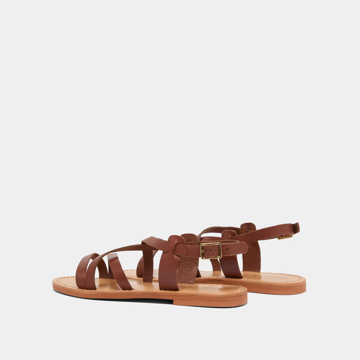 Cognac-coloured sandals in leather | WISCHIA