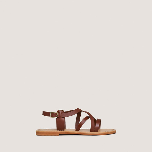Cognac-coloured sandals in leather | WISCHIA