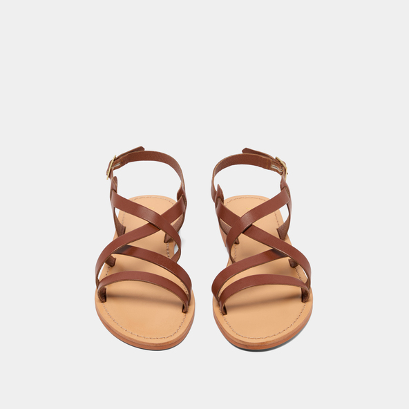 Cognac-coloured sandals in leather | WISCHIA