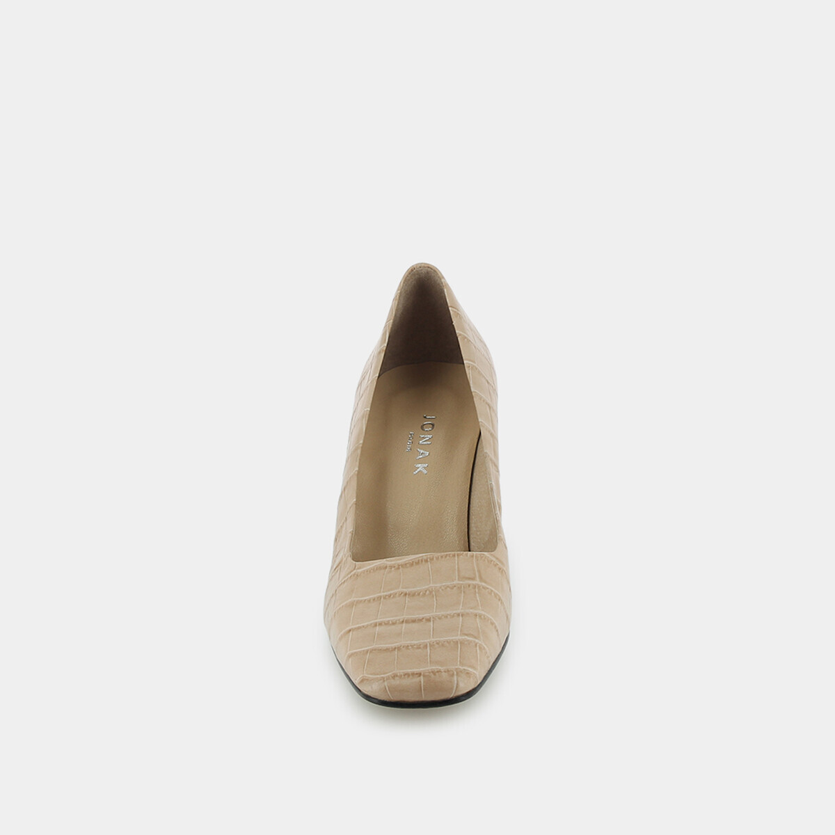 Pumps with slanted heel in beige crocodile skin | DUNCHA