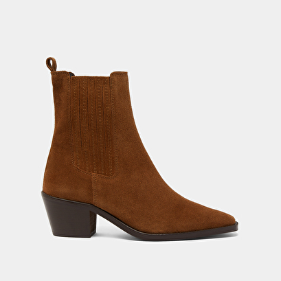 Heeled boots with gathers in brown suede | birman