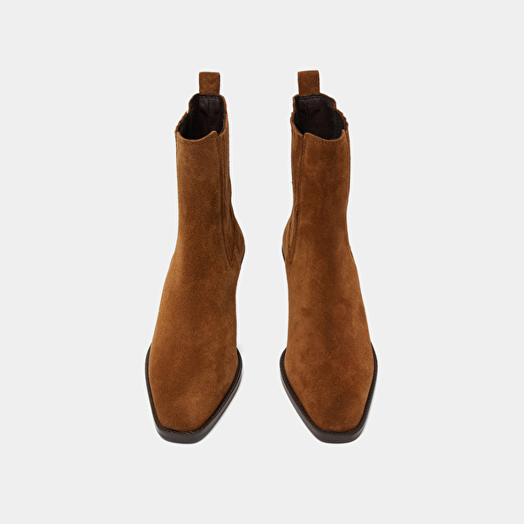 Heeled boots with gathers in brown suede | BIRMAN