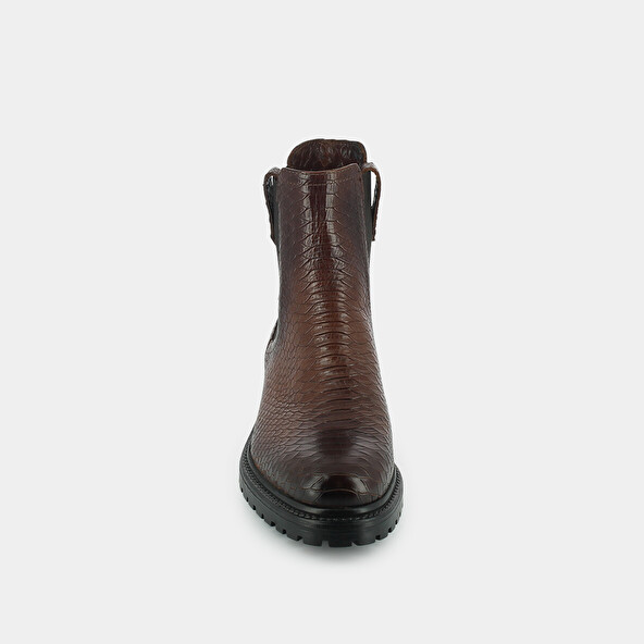 Flat boots in cognac reptile | CANDIDE