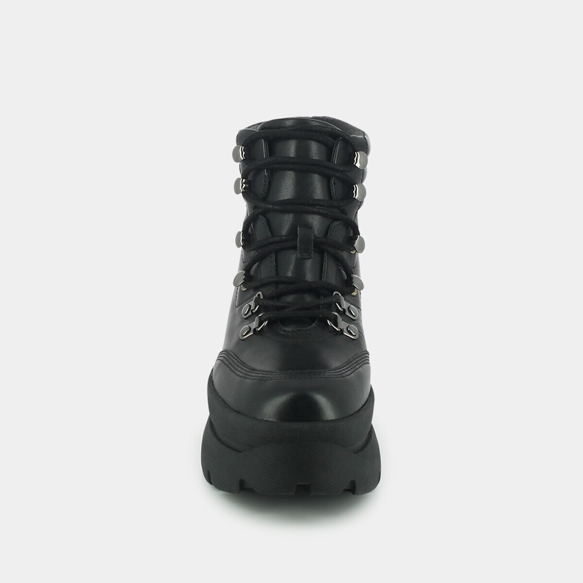 Platform lace-up boots in black leather | GASTON