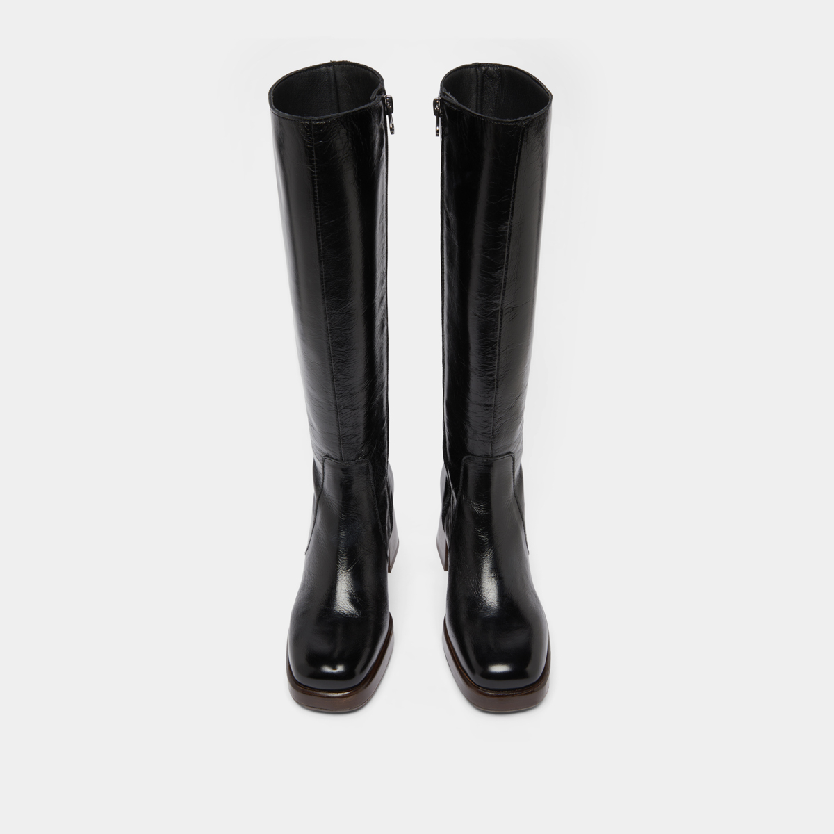 Platform boots in distressed black leather | BETINA