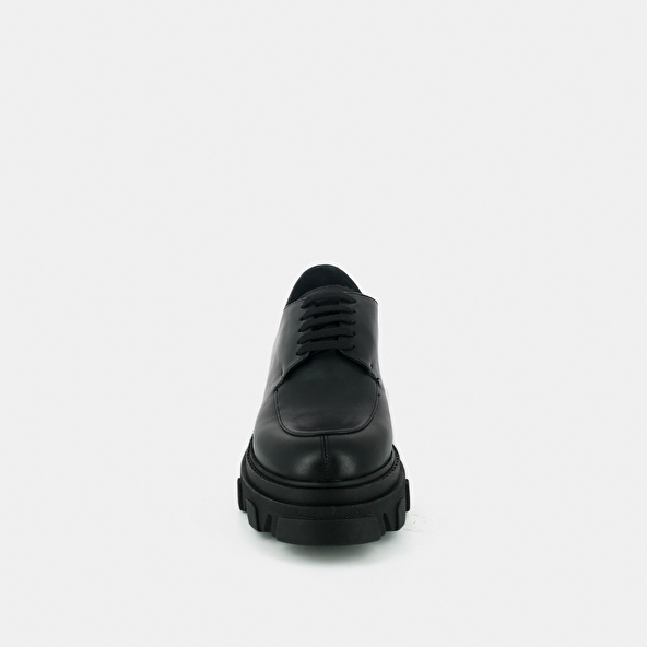 Richelieu with toothed platform in black leather | DEMER