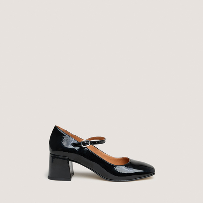 Mary janes with square heel in black patent leather | alienor