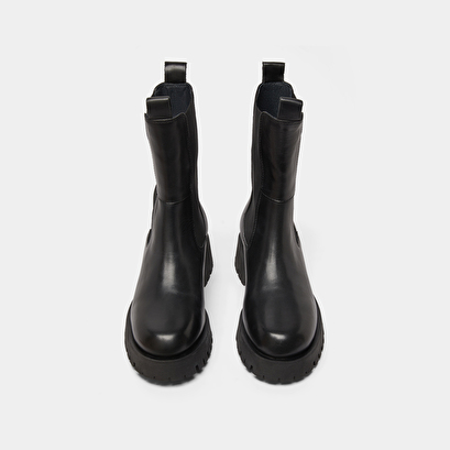 Platform boots in black leather | ridle