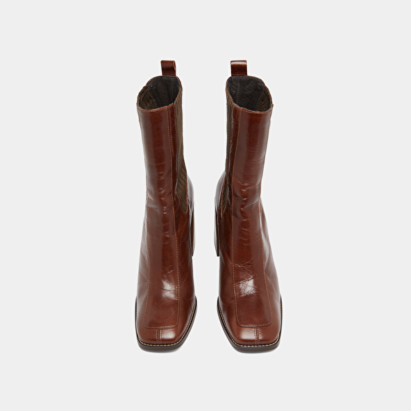 Heeled boots in brown leather | VANTI