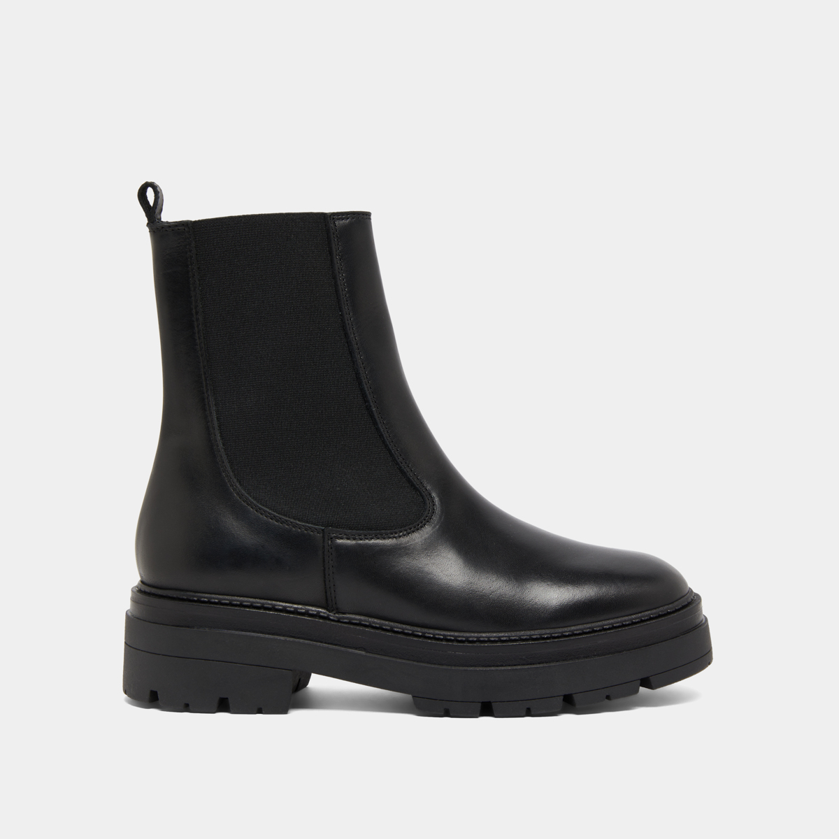 Platform lowboots in black leather | PICUS