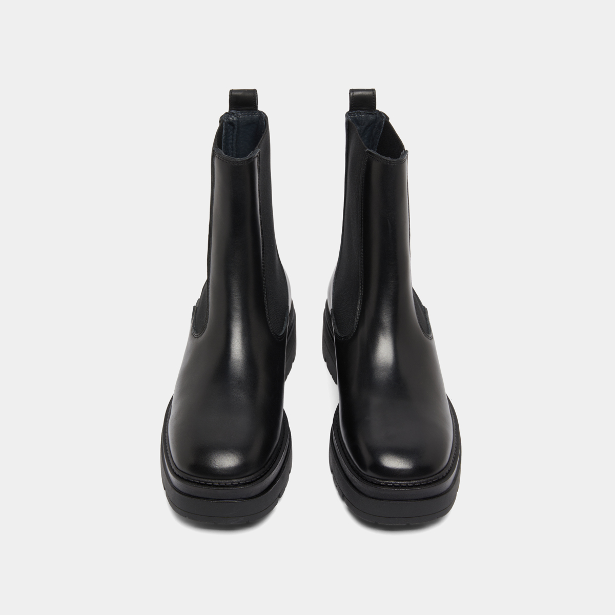 Platform lowboots in black leather | PICUS