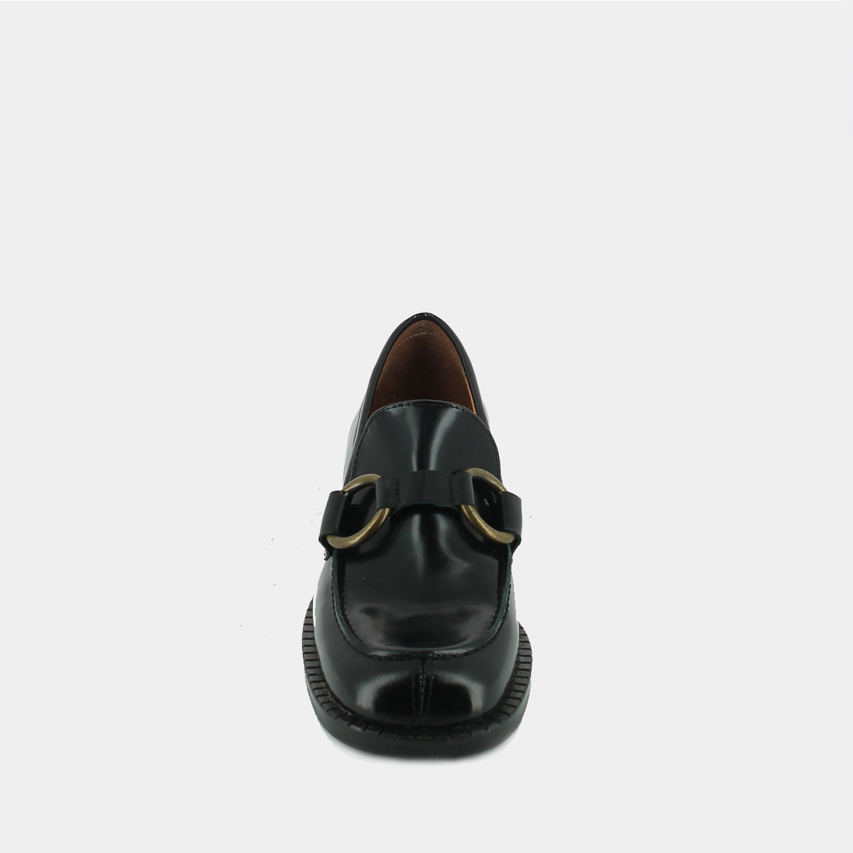 Loafers with buckles in black leather | BELINDA