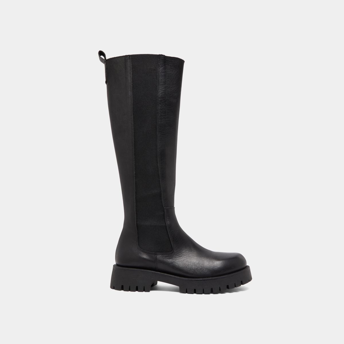 Bottes à plateformes in black leather | REBEL