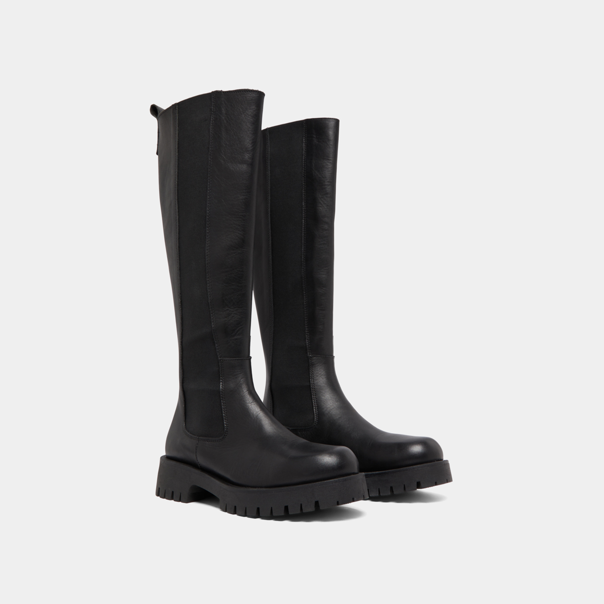 Bottes à plateformes in black leather | REBEL
