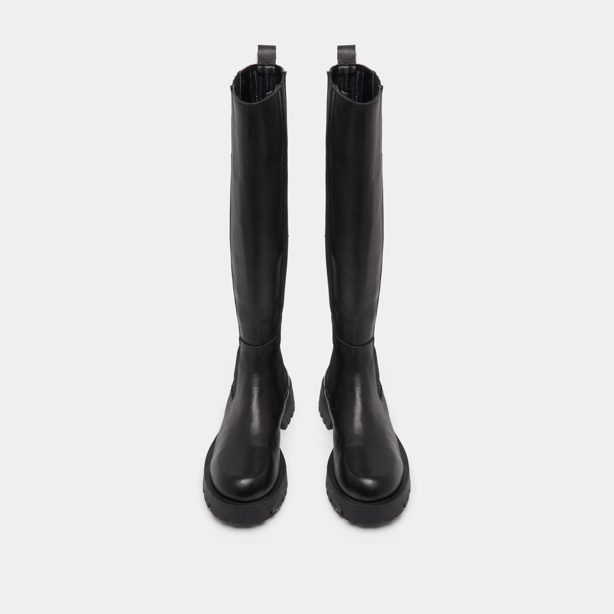 Bottes à plateformes in black leather | REBEL