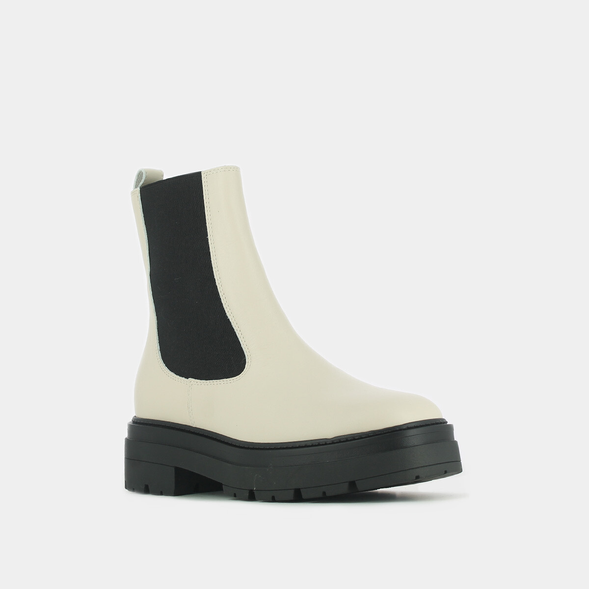 Platform lowboots in ecru leather | PICUS