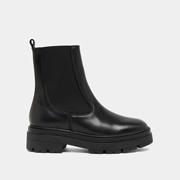 Platform lowboots in black leather | PICUS