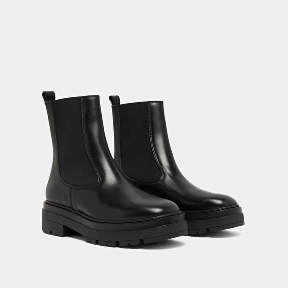 Platform lowboots in black leather | PICUS