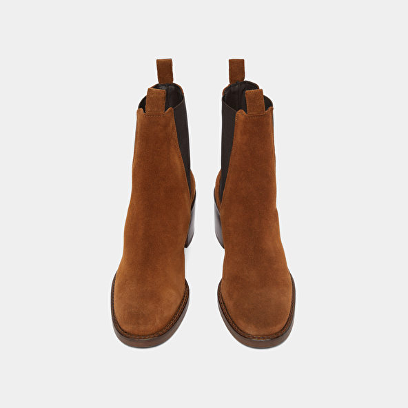 Bottines à talons in cognac suede | BERTILLE