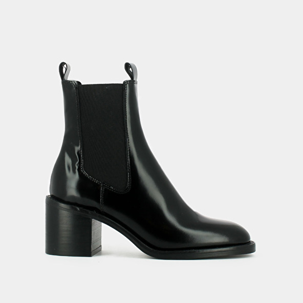 Bottines à talons in black leather | BERTILLE