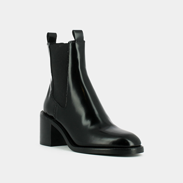 Bottines à talons in black leather | BERTILLE