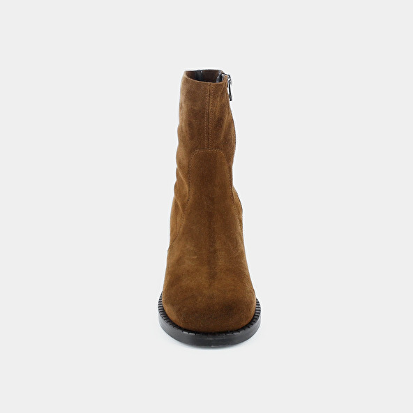 Heeled boots in cognac suede | BORABORA