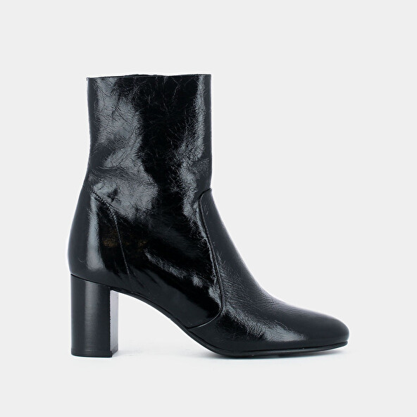 Heeled boots in black leather | DIDLANEO