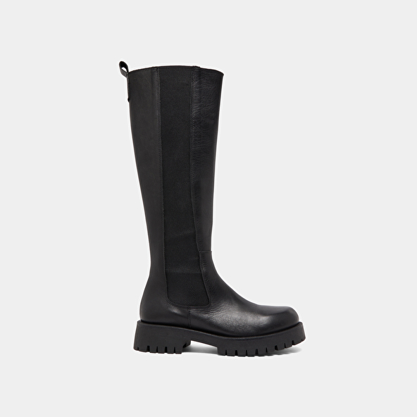 Bottes à plateformes in black leather | REBEL