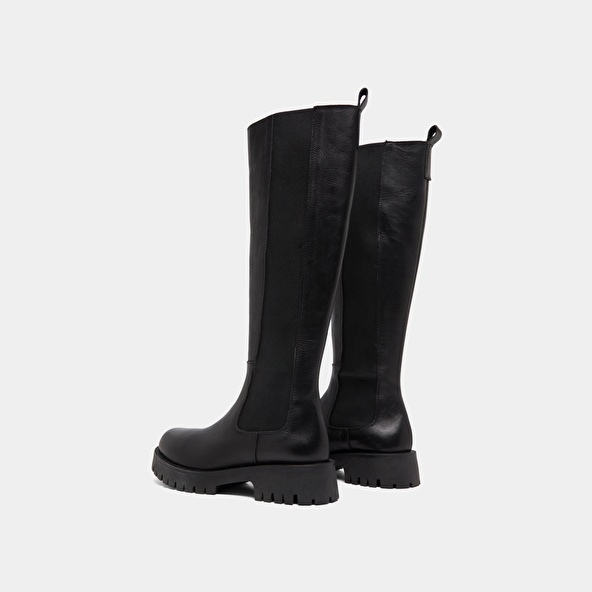 Bottes à plateformes in black leather | REBEL