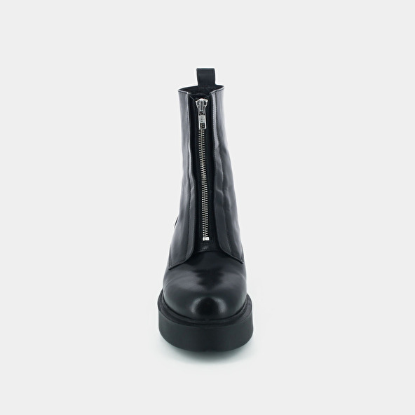Zipped boots with platform in black leather | ALBERT