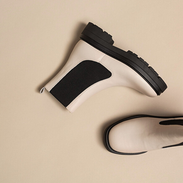 Platform lowboots in ecru leather | PICUS