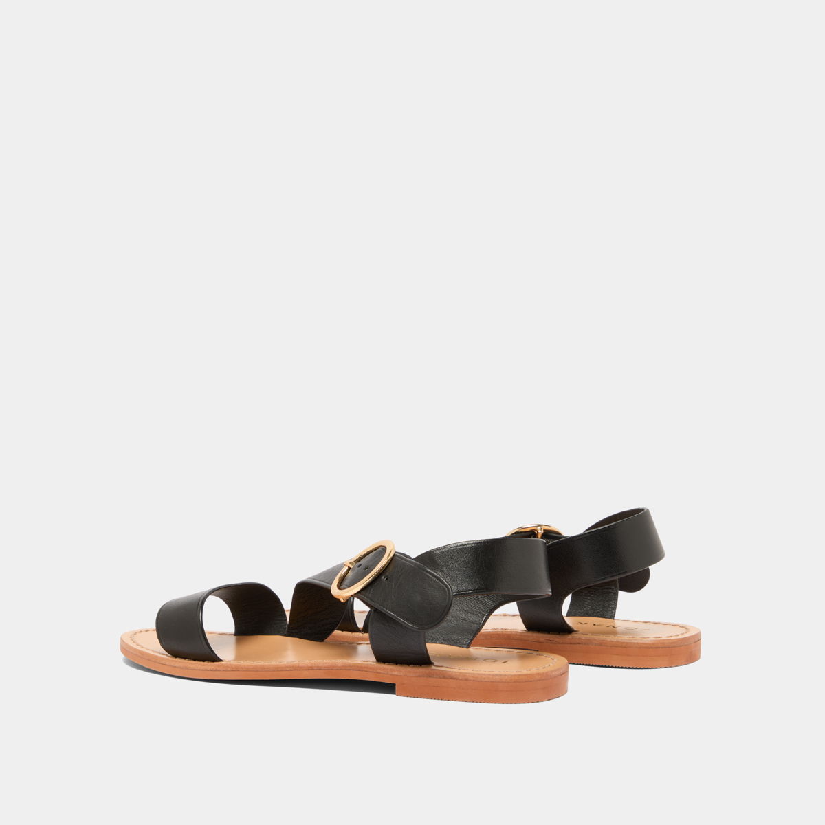 Asymmetrical sandals in black leather | WABLO