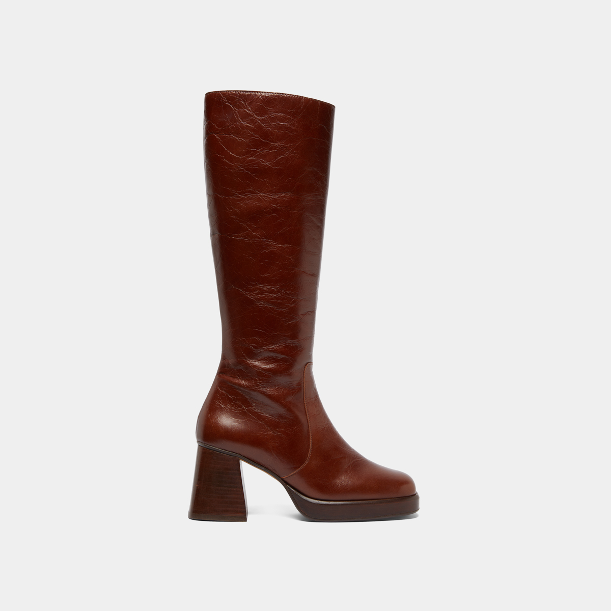 Platform boots in distressed brown leather | BETINA