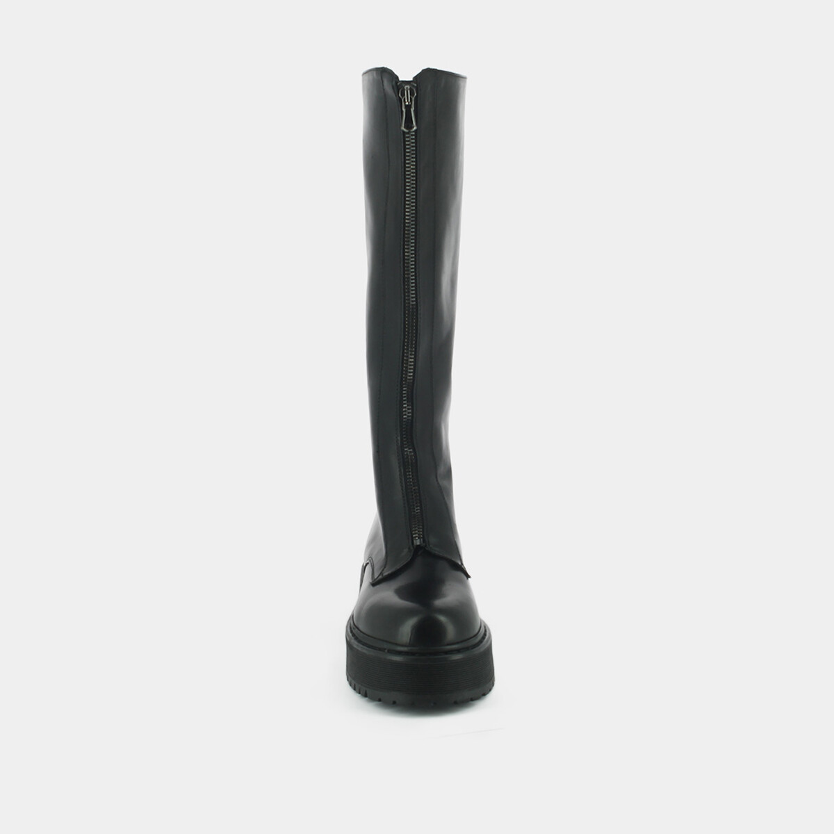 Lowboots with platform and zip closure in black leather | RALPH
