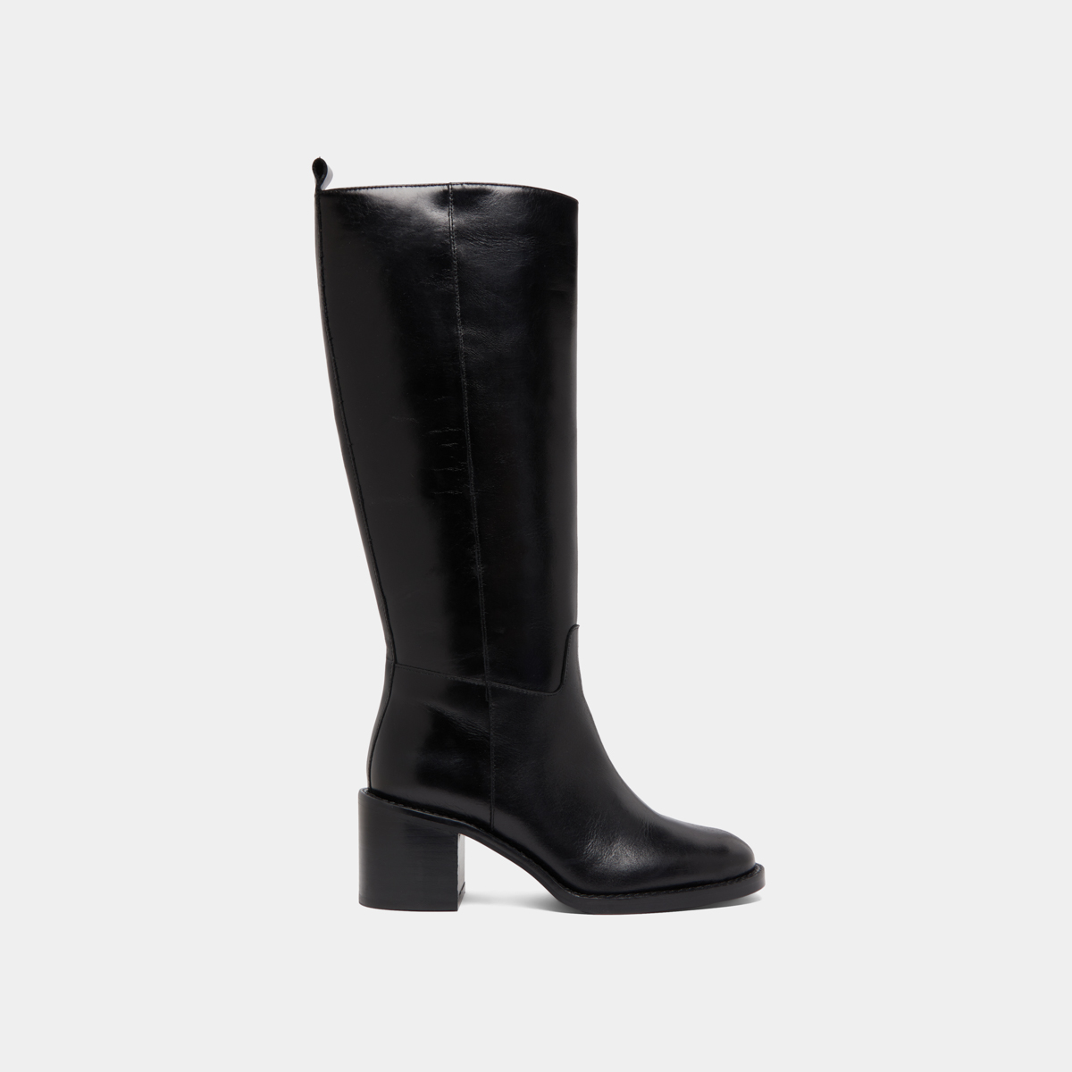 Bottes hautes à talons in black leather | BONNIE