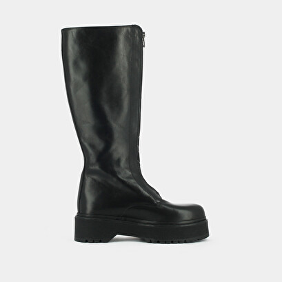 Lowboots with platform and zip closure in black leather | ralph