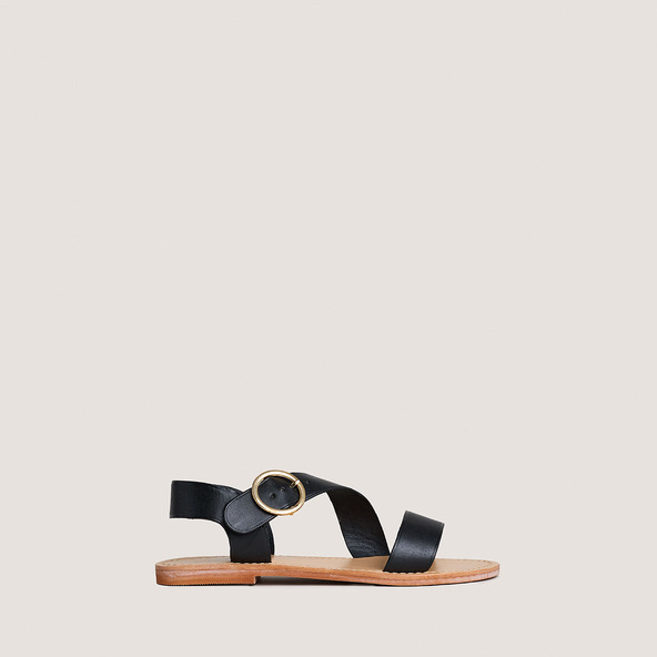 Asymmetrical sandals in black leather | WABLO