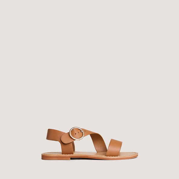 Asymmetrical sandals in camel leather | WABLO