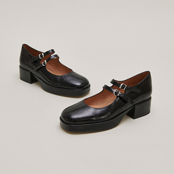 Babies à talons et brides in black leather | VICTORIA